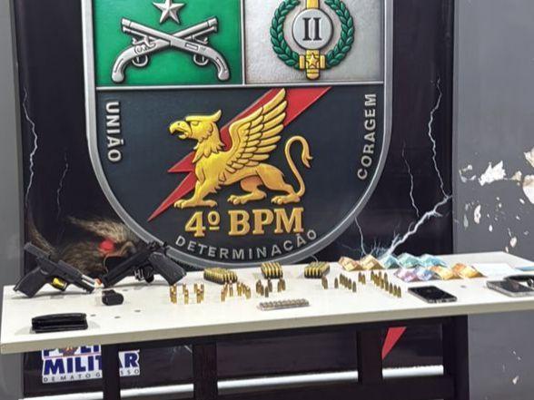 PM prende dupla e apreende pistola e munições que seriam vendidas à facção criminosa - 